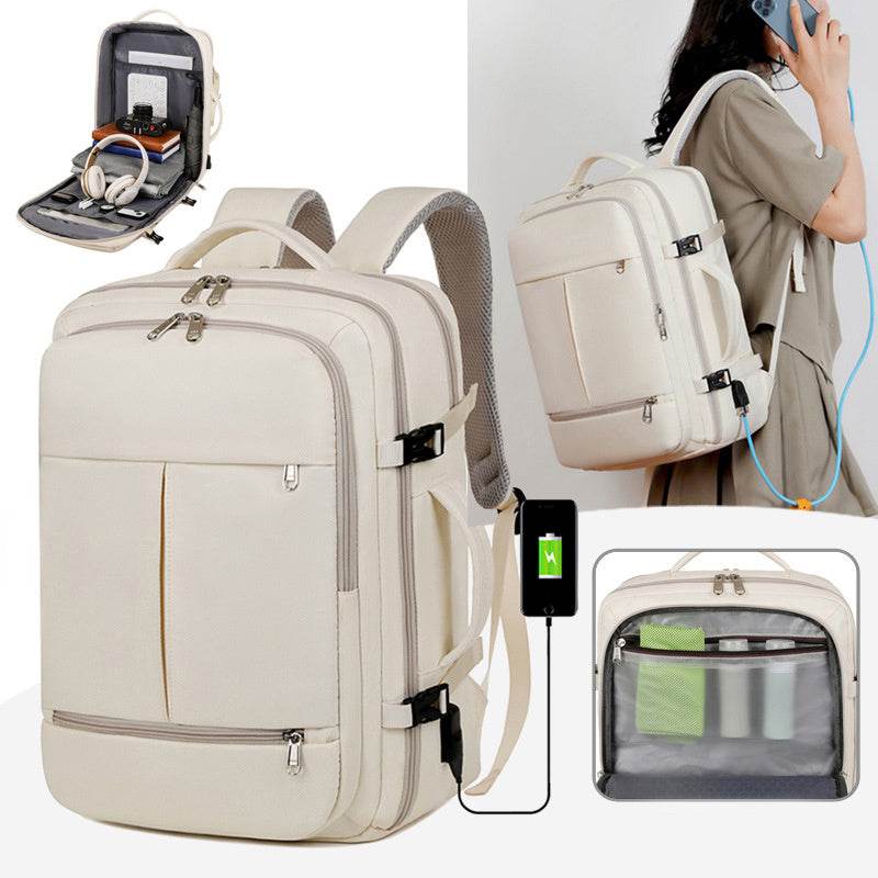 Large Capacity Backpack For Women Men Multiple Pockets And Zippers Versatile Computer Bags Business Travel Backpack - MYLUXURY LANE ENTERPRISE