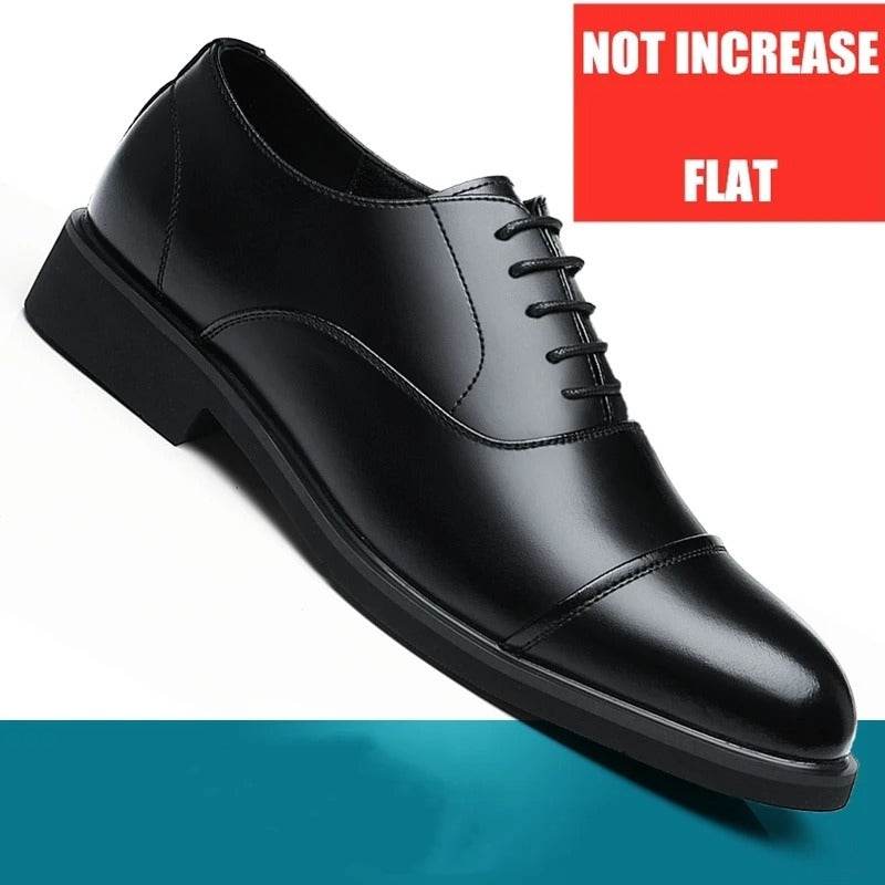 Leather Shoes Men's Height Increasing Insole Pointed Toe Wedding Shoes - MYLUXURY LANE ENTERPRISE