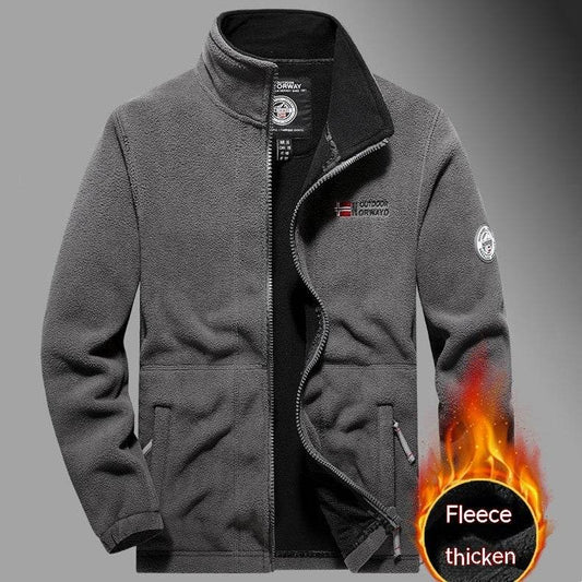 Men's Fashion Double Polar Warm Stand Collar Fleece Jacket - MYLUXURY LANE ENTERPRISE