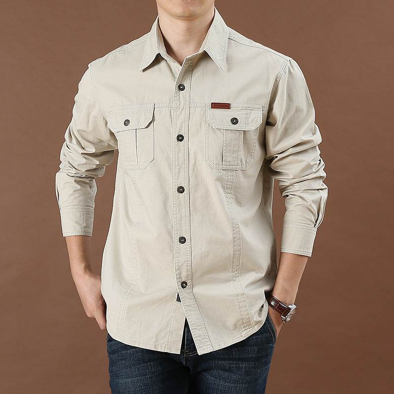 Men's Casual Loose Long Sleeve Solid Color Shirt - MYLUXURY LANE ENTERPRISE