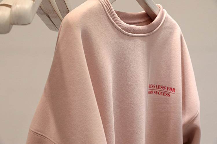 Fleece-lined Thick Lazy Round Neck Loose Sweatshirt Women - MYLUXURY LANE ENTERPRISE