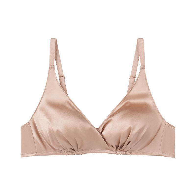 Double-sided Gathering Bra Frameless Bright Silk Underwear - MYLUXURY LANE ENTERPRISE