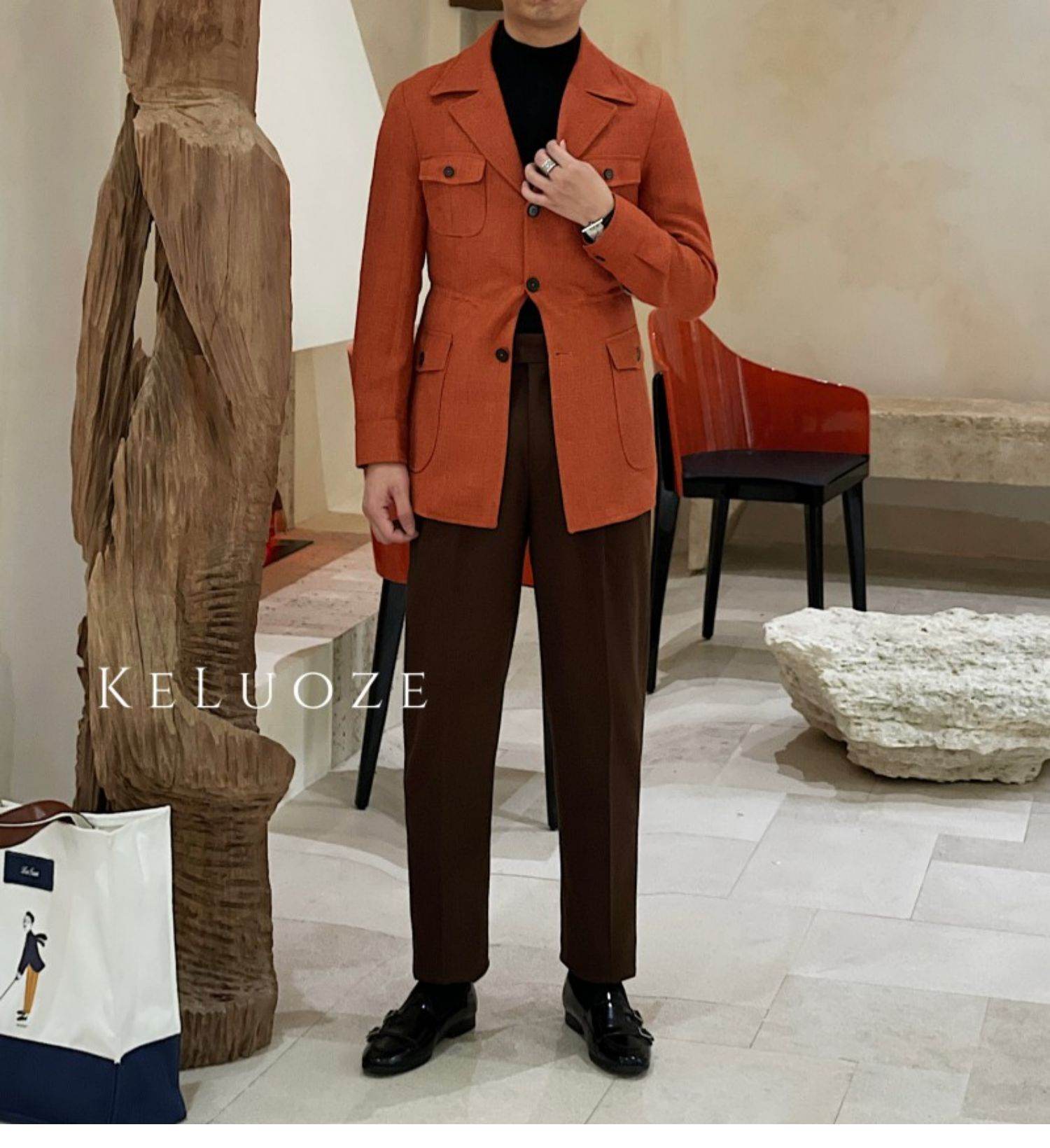 Retro Waist Cinching Casual Slim Fit Jacket, Suit Jacket For Men - MYLUXURY LANE ENTERPRISE