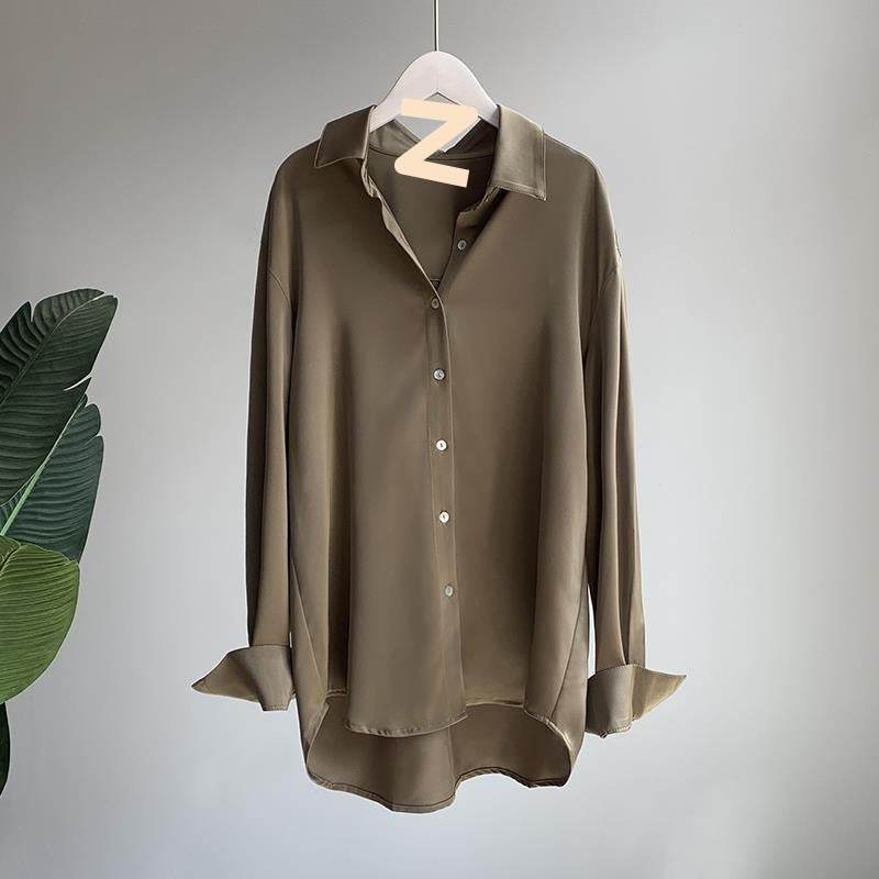 Women's Retro Fashion Satin Drape Long Sleeved Shirt - MYLUXURY LANE ENTERPRISE