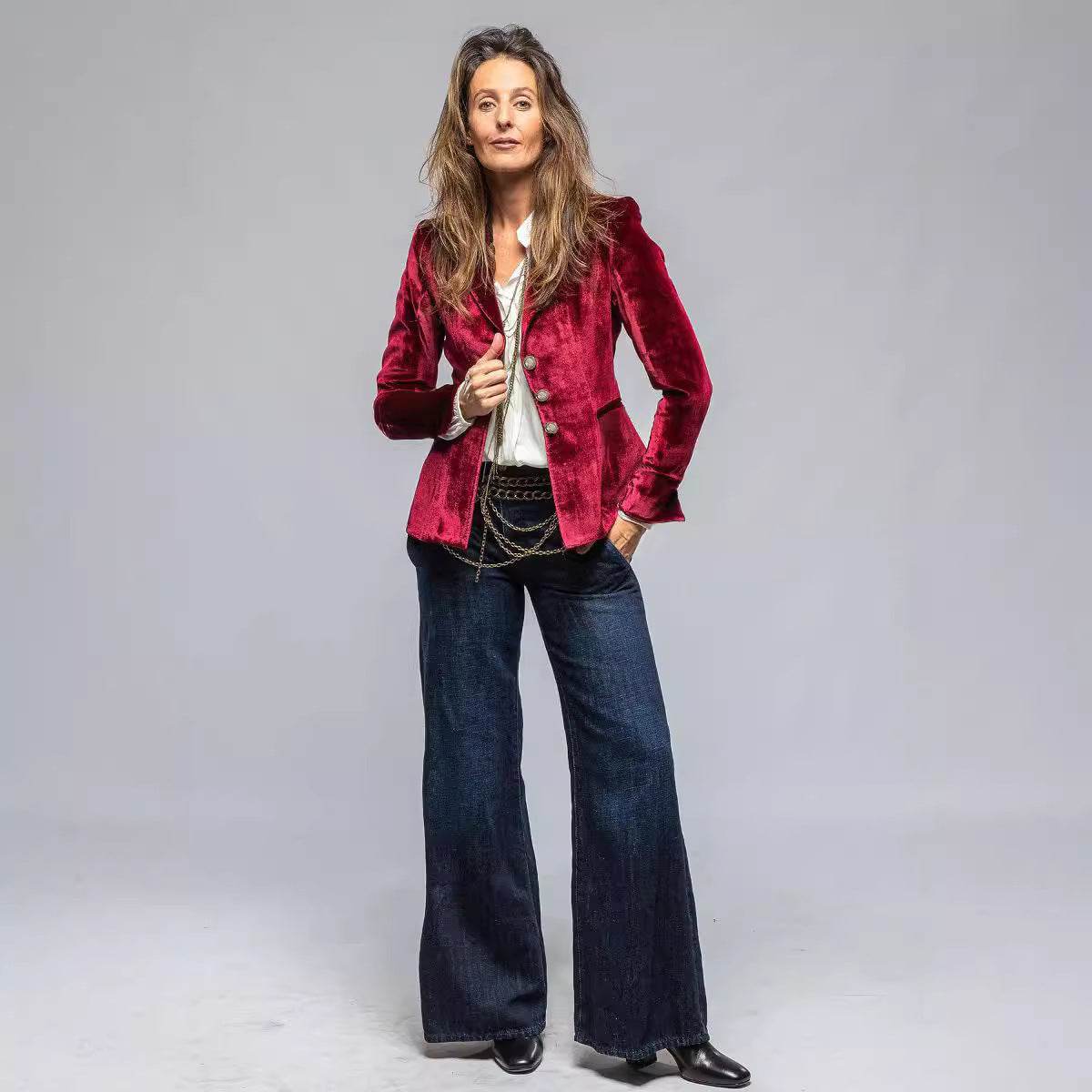 Velvet Small Suit Women's Jacket European And American Retro Pocket Long Sleeve - MYLUXURY LANE ENTERPRISE