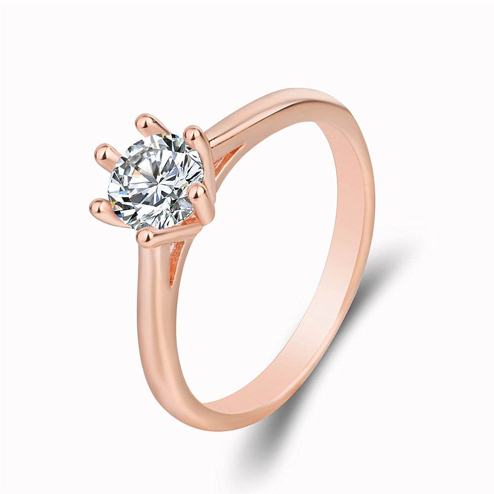 Female Six-claw Crystal Zircon Simple Ring - MYLUXURY LANE ENTERPRISE