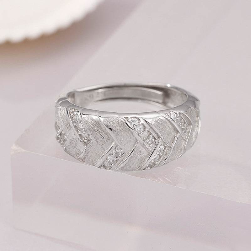 High-grade Light Luxury Woven Brushed Ring Women's 925 Sterling Silver Adjustable - MYLUXURY LANE ENTERPRISE