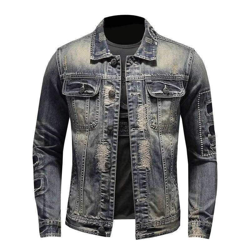 Spring And Autumn Retro Distressed Men's Denim Coat - MYLUXURY LANE ENTERPRISE