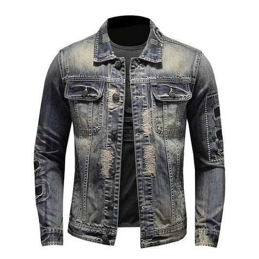 Spring And Autumn Retro Distressed Men's Denim Coat - MYLUXURY LANE ENTERPRISE