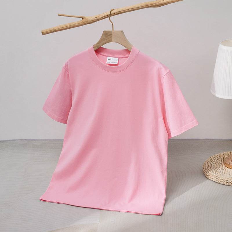 240 Cotton Short Sleeve Double Yarn Heavy T Men And Women Loose Round Neck - MYLUXURY LANE ENTERPRISE
