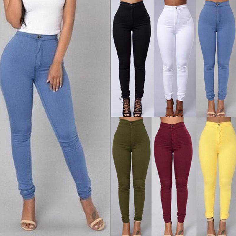 Casual Pants For Women High Waist Stretch Slim Trouser Skinny Candy Color Jeans - MYLUXURY LANE ENTERPRISE
