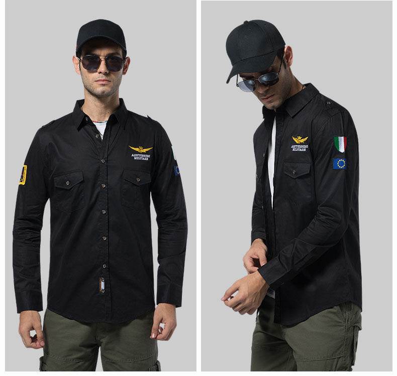 Men's Long-sleeved Shirt Men's Embroidered - MYLUXURY LANE ENTERPRISE