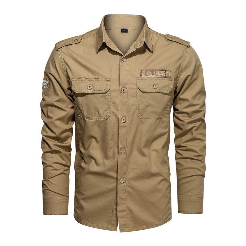 Men's Loose Long Sleeve Pocket Solid Color Shirt - MYLUXURY LANE ENTERPRISE