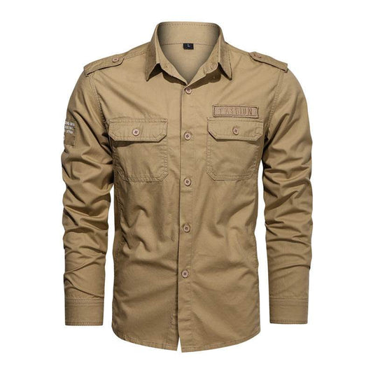Men's Loose Long Sleeve Pocket Solid Color Shirt - MYLUXURY LANE ENTERPRISE