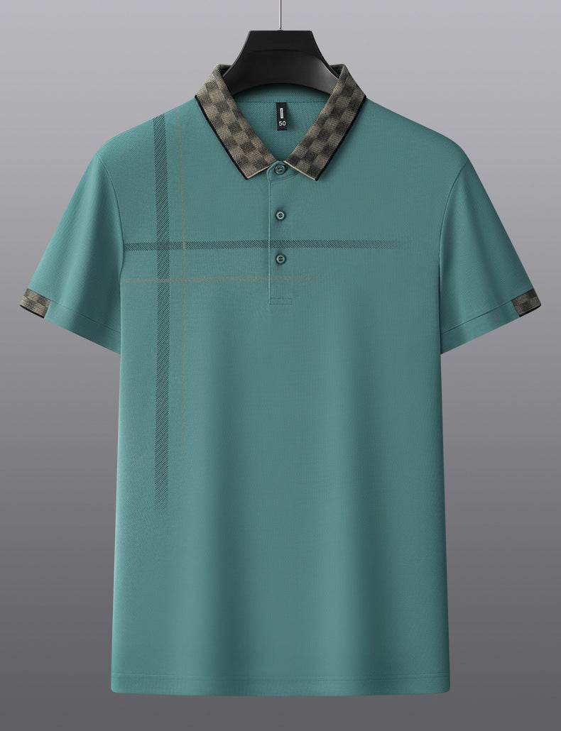 Lapel Embroidery Short Sleeve Casual Men's Business Polo Shirt - MYLUXURY LANE ENTERPRISE