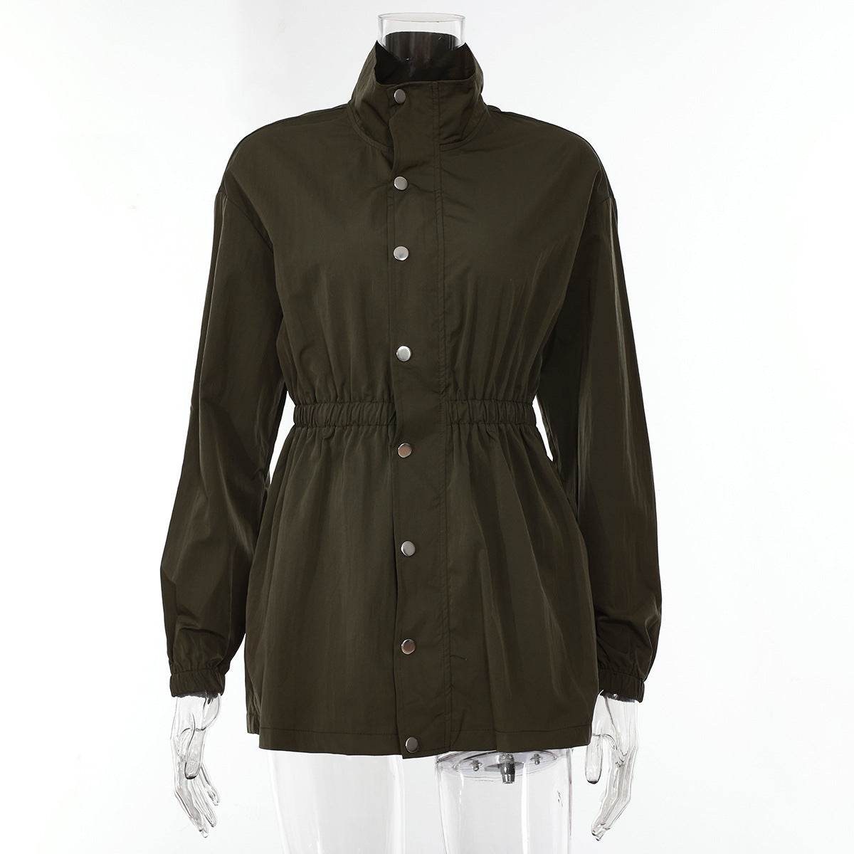 Women's Zippered Casual Mid Length Waist Windproof Jacket - MYLUXURY LANE ENTERPRISE