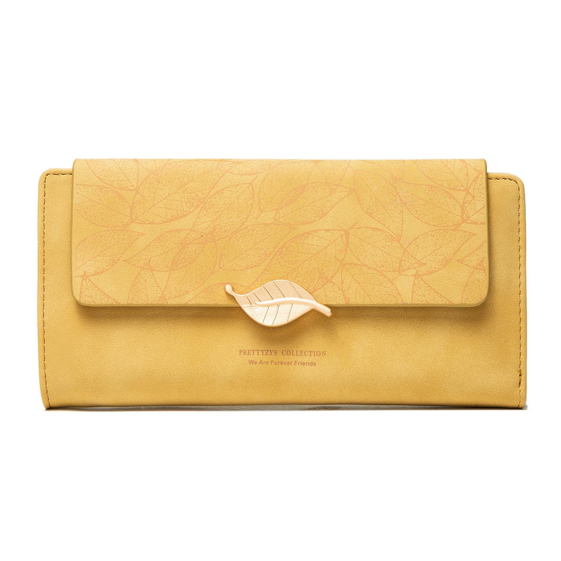 European And American Antique Frosted Leaf Buckle Long Handbag - MYLUXURY LANE ENTERPRISE