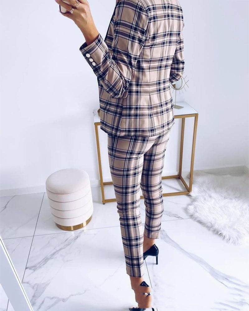 Women's Plaid Print Commuter Suit - MYLUXURY LANE ENTERPRISE