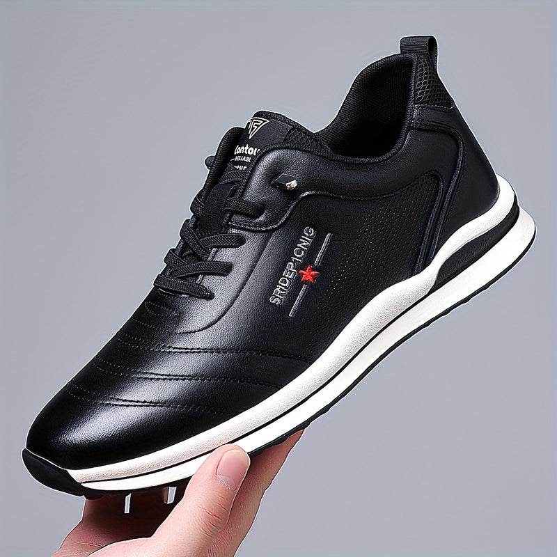 Men's Vintage Solid Sneakers, Comfy Non Slip Lace Up Casual Old School Style Shoes For Men's Outdoor Activities - MYLUXURY LANE ENTERPRISE