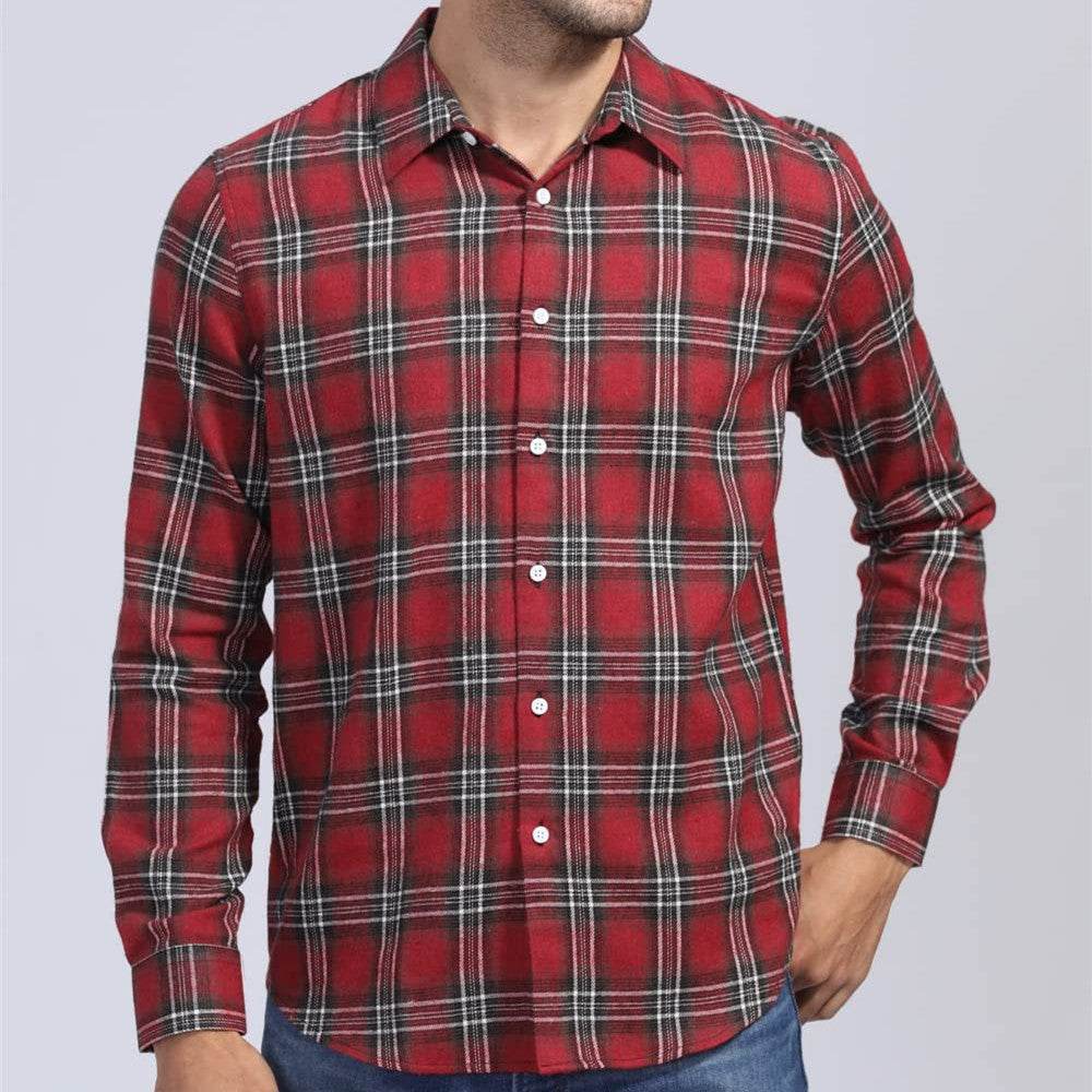 New Men's Plaid Lapel Shirt - MYLUXURY LANE ENTERPRISE