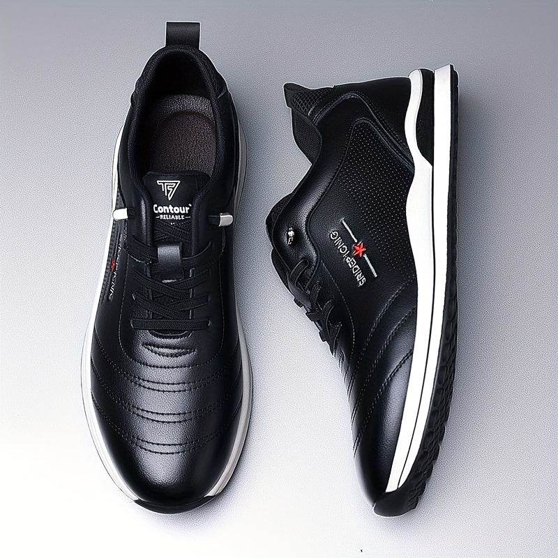 Men's Vintage Solid Sneakers, Comfy Non Slip Lace Up Casual Old School Style Shoes For Men's Outdoor Activities - MYLUXURY LANE ENTERPRISE