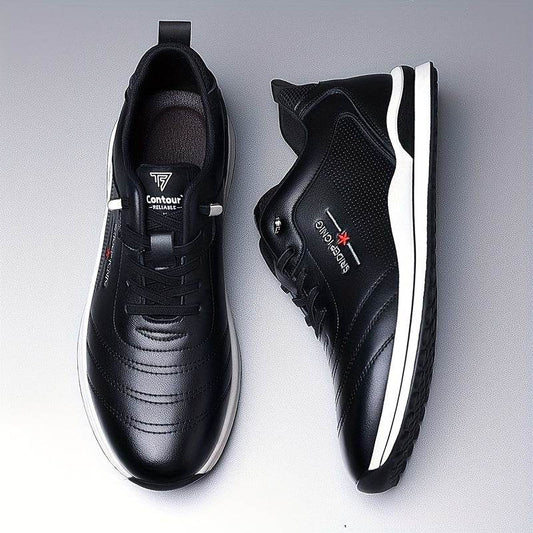 Men's Vintage Solid Sneakers, Comfy Non Slip Lace Up Casual Old School Style Shoes For Men's Outdoor Activities - MYLUXURY LANE ENTERPRISE
