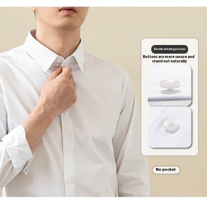 Long Sleeve White Shirt Men's Solid Color Stretch Slim-fitting Iron-free Anti-wrinkle Business Casual Men's Business Wear - MYLUXURY LANE ENTERPRISE