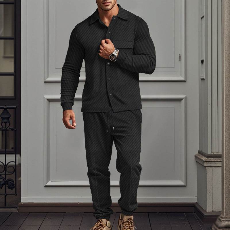 Fall And Winter Lapels Heavy Jacquard Trousers Suit - MYLUXURY LANE ENTERPRISE