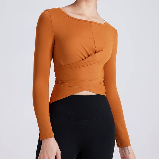 Cross Button Slim Fit Thin Yoga Wear Long Sleeve - MYLUXURY LANE ENTERPRISE