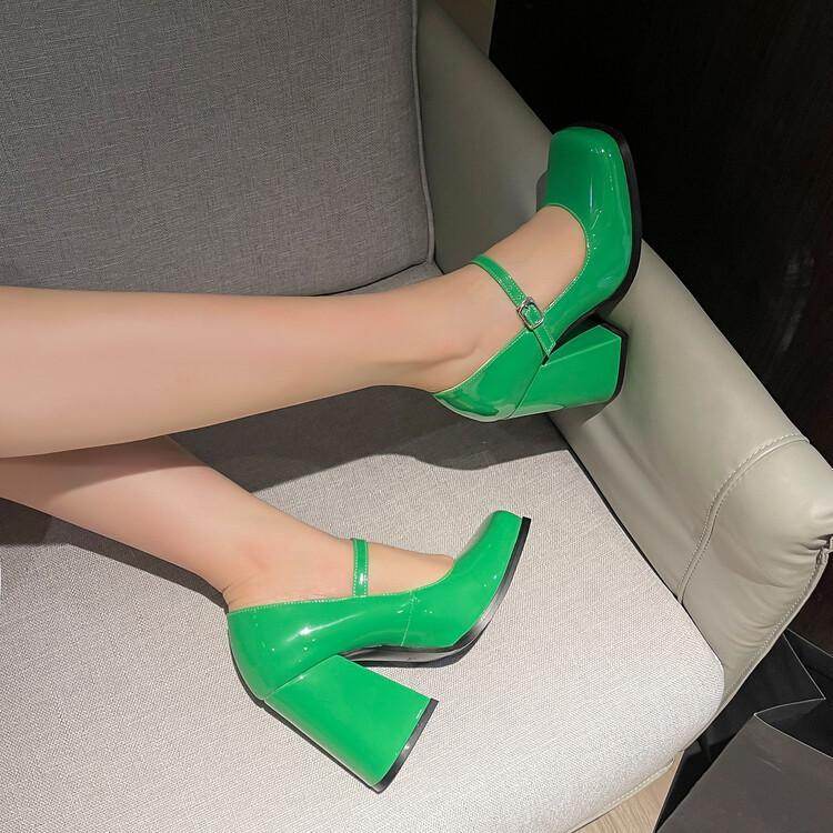 White Vintage Mary Jane Shoes High Heels Thick Soles - MYLUXURY LANE ENTERPRISE