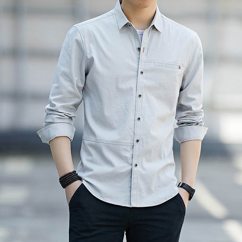 Workwear Shirt Men's Long Sleeve Spring And Autumn Retro Casual - MYLUXURY LANE ENTERPRISE