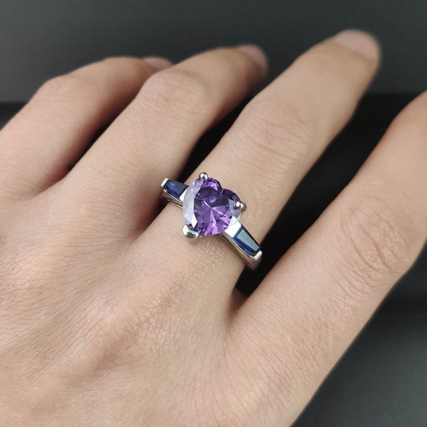 Silver Heart Shape With Diamond Ring - MYLUXURY LANE ENTERPRISE