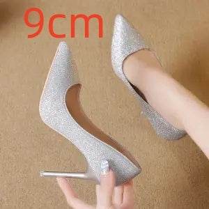 Silver Heels For Women And Black Sexy Everything French Mesh Red Sequins - MYLUXURY LANE ENTERPRISE