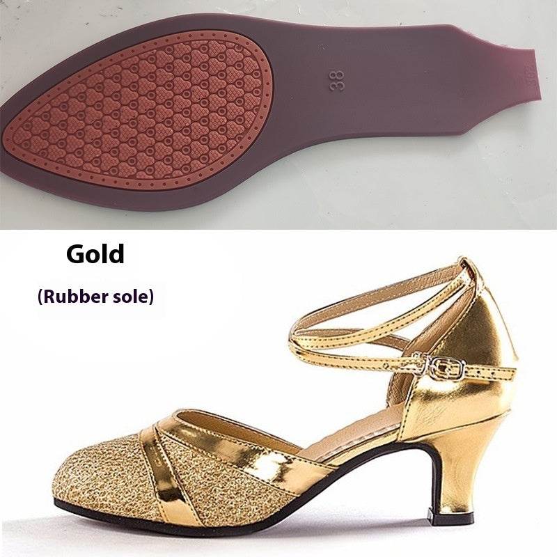Women's Toe-covered Mid Heel Soft Bottom Dancing Shoes - MYLUXURY LANE ENTERPRISE