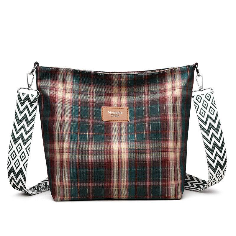 Large Capacity Contrast Color Check One-shoulder Versatile Commuter Messenger Bag - MYLUXURY LANE ENTERPRISE