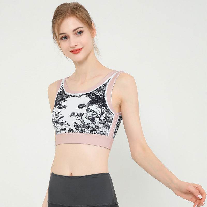 Women's Printed Vest Beautiful Back Wrapped Chest Shockproof Yoga Jacket - MYLUXURY LANE ENTERPRISE