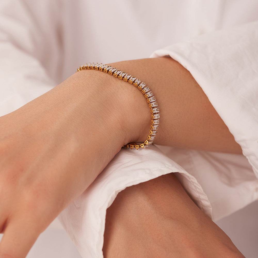 French Retro Square Cubic Zircon Bracelet Necklace For Women - MYLUXURY LANE ENTERPRISE