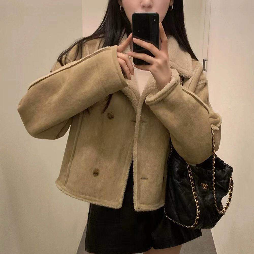 Double Breasted Pure Color Thickened Coat - MYLUXURY LANE ENTERPRISE