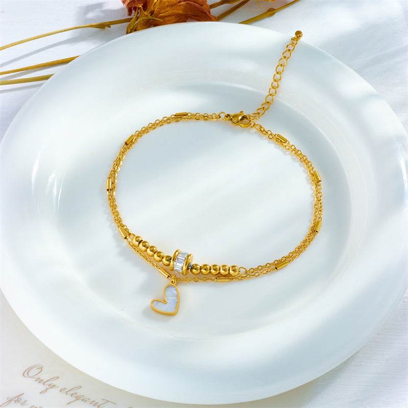 Fashion Jewelry Boho Classic Love Heart Ankle Chain Double Layer Chain Bracelet Anklet Charm Tassel Leg Chain On Foot Chain Women Party Jewelry Accessories - MYLUXURY LANE ENTERPRISE