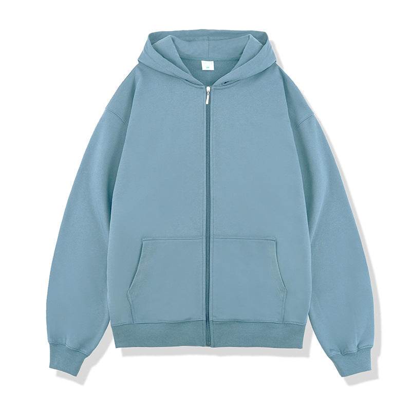 Autumn And Winter 450g Terry Loose Fashion Brand Zipper Hooded Sweater Solid Color - MYLUXURY LANE ENTERPRISE