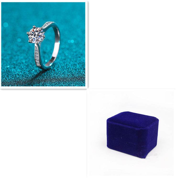 Sterling Silver Mosanite Six Claw Micro Inlaid Ring - MYLUXURY LANE ENTERPRISE