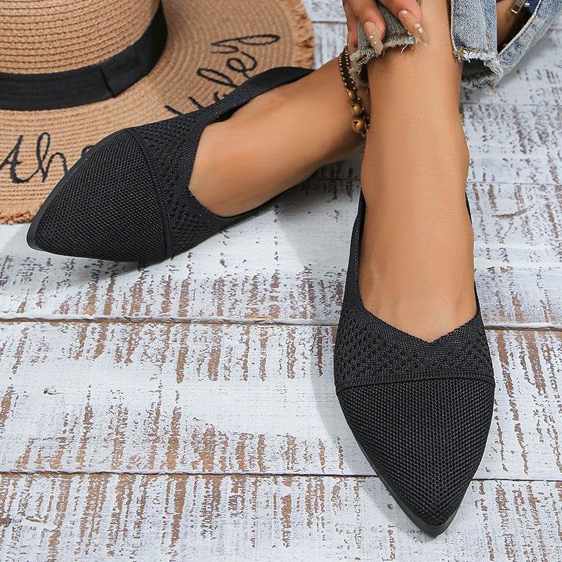 Plus Size Solid Color Pointed Flat Soft Sole Thin Shoes - MYLUXURY LANE ENTERPRISE