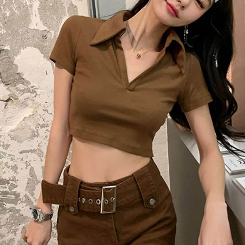 Hot Girl Slim V-neck Short-sleeved T-shirt For Women - MYLUXURY LANE ENTERPRISE