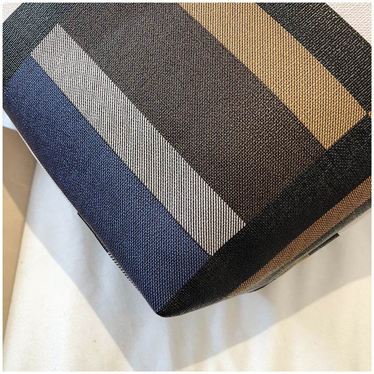 PU Shoulder Fashion Plaid Large Capacity Shopping Bag - MYLUXURY LANE ENTERPRISE
