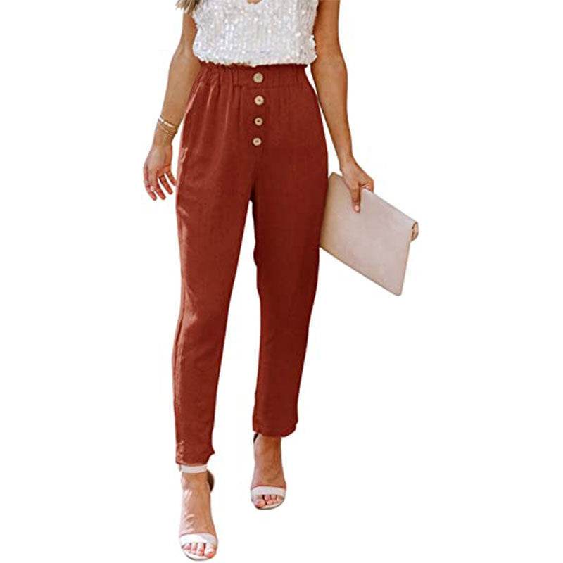 Women's Casual Loose And Comfortable Pant Belt Pocket Elastic Pants - MYLUXURY LANE ENTERPRISE