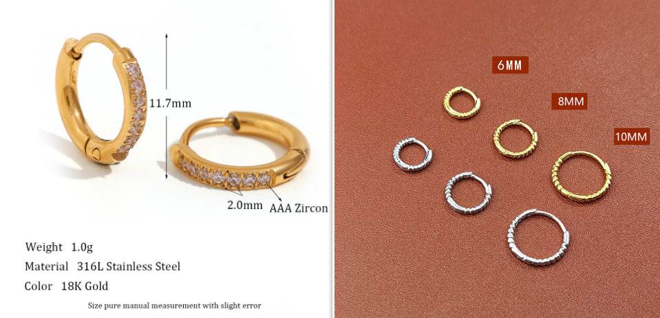 Special Interest Light Luxury Design Rounded Edge Zircon Earrings - MYLUXURY LANE ENTERPRISE