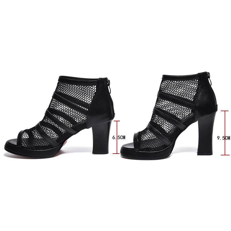 Mesh Shoes Women's High Heels With Thick Heels - MYLUXURY LANE ENTERPRISE