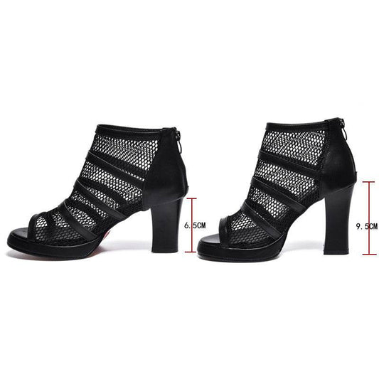 Mesh Shoes Women's High Heels With Thick Heels - MYLUXURY LANE ENTERPRISE