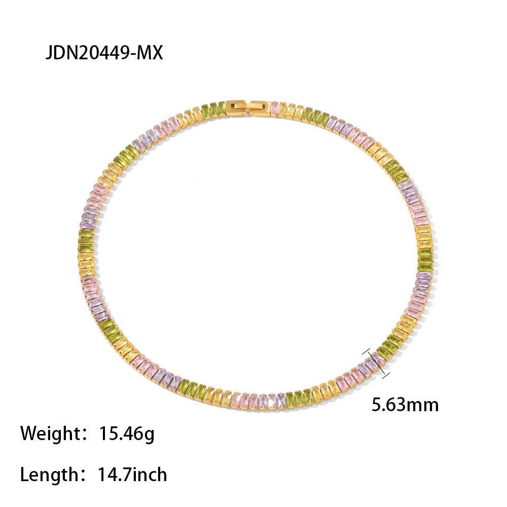 French Retro Square Cubic Zircon Bracelet Necklace For Women - MYLUXURY LANE ENTERPRISE