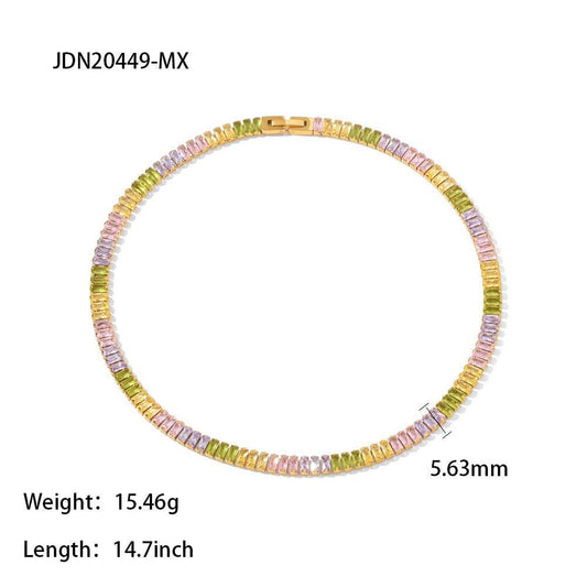 French Retro Square Cubic Zircon Bracelet Necklace For Women - MYLUXURY LANE ENTERPRISE